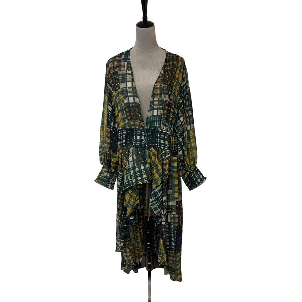 Live 4 Truth Sheer Patchwork  Cascading Plaid Duster Bohemian NWT Womens SZ 3X